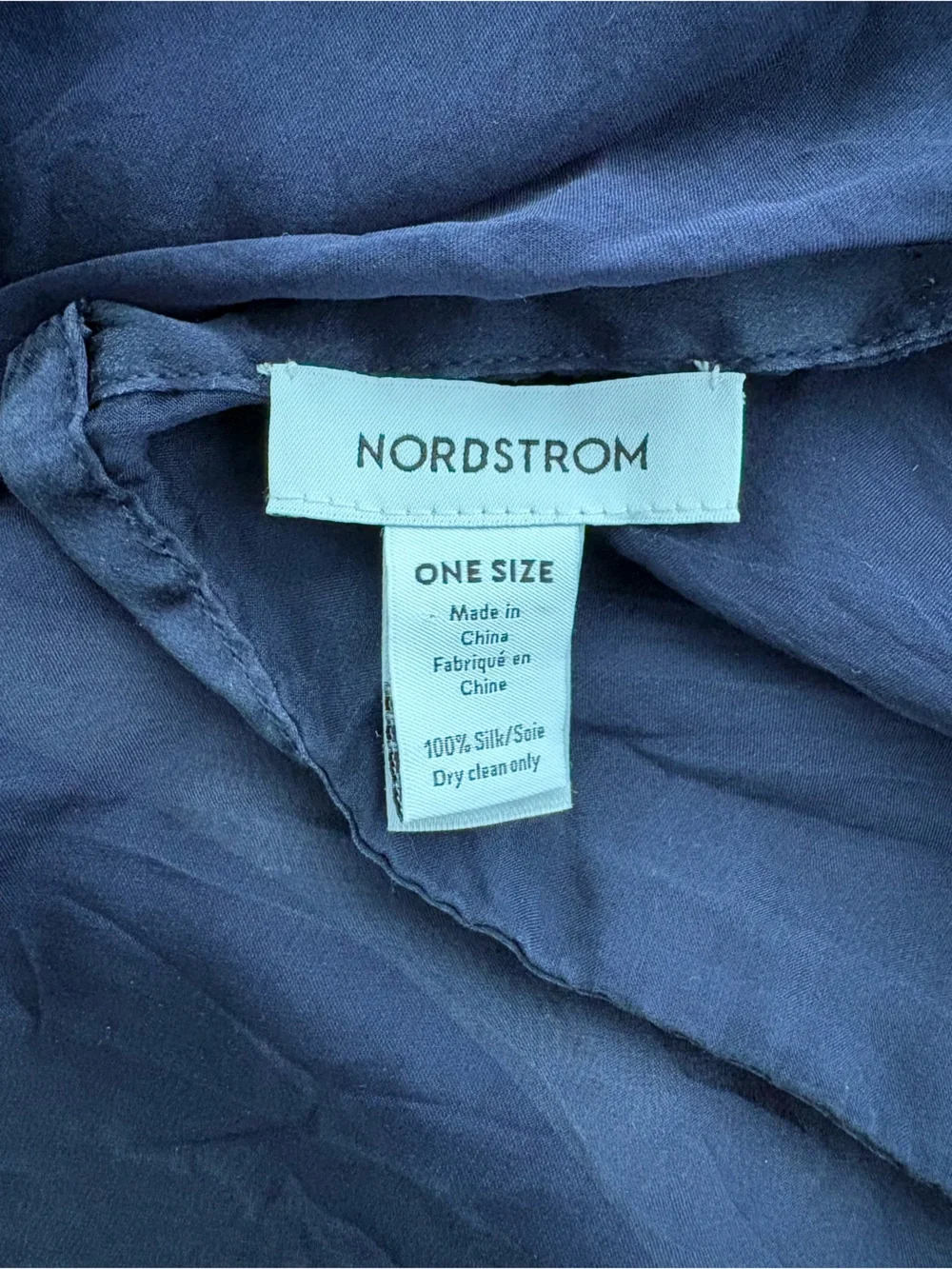 Large sheer navy silk scarf